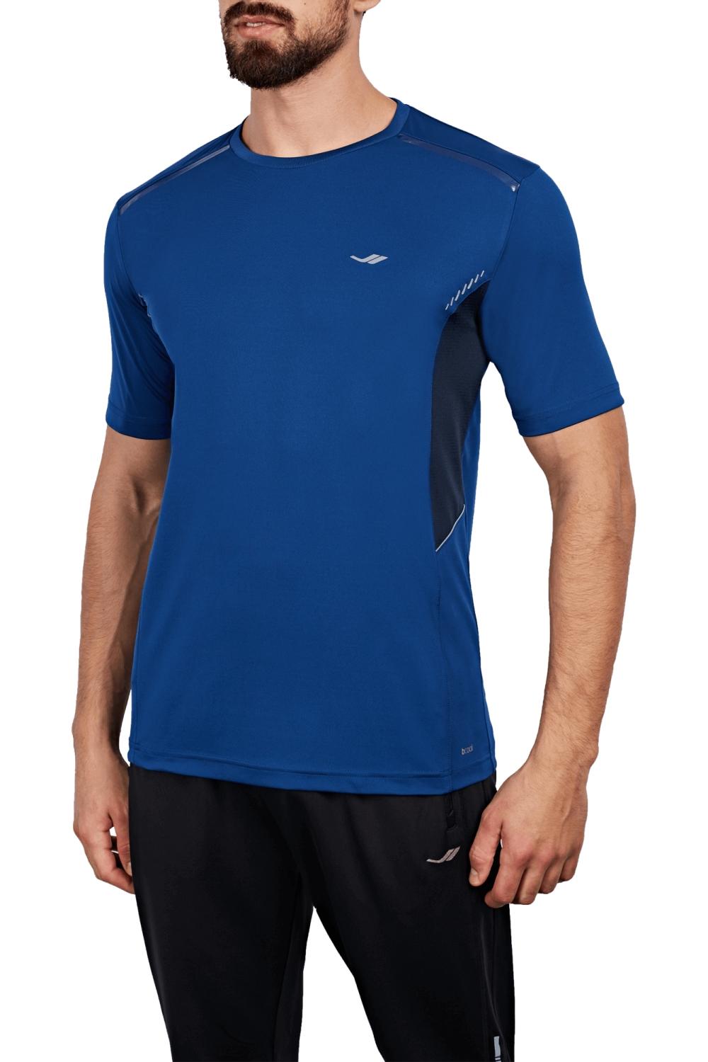 تی شرت یقه گرد ورزشی سرمه ای مردانه لسکن