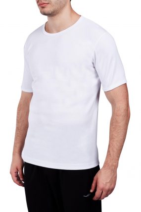 تی شرت نخی ورزشی سفید مردانه لسکن
