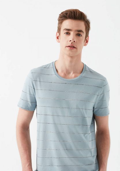 تی شرت راه راه آبی مردانه ماوی
