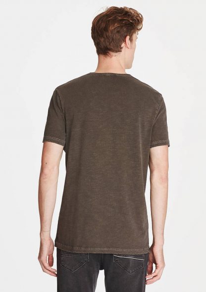تی شرت یقه گرد خاکی مردانه ماوی