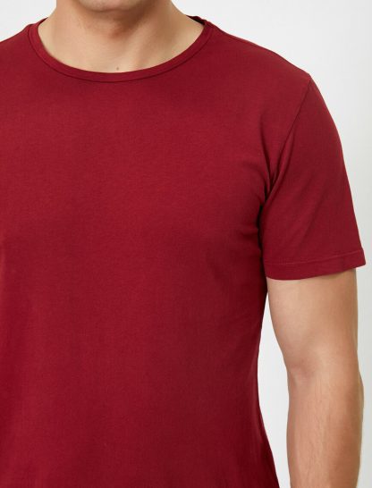 تی شرت یقه گرد زرشکی مردانه