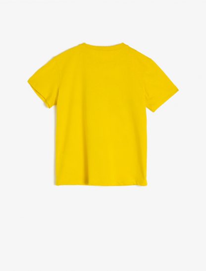 تی شرت نخی نوشته دار زرد پسرانه