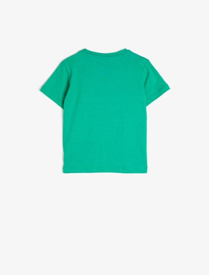 تی شرت نخی طرحدار سبز نوزادی پسرانه