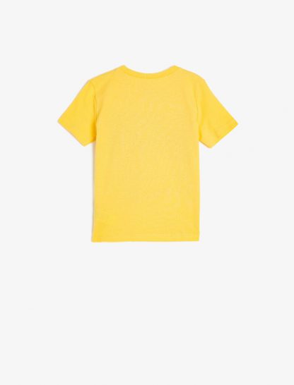 تی شرت نخی طرحدار زرد نوزادی پسرانه