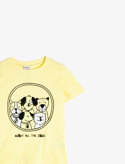تی شرت نخی یقه گرد زرد نوزادی پسرانه