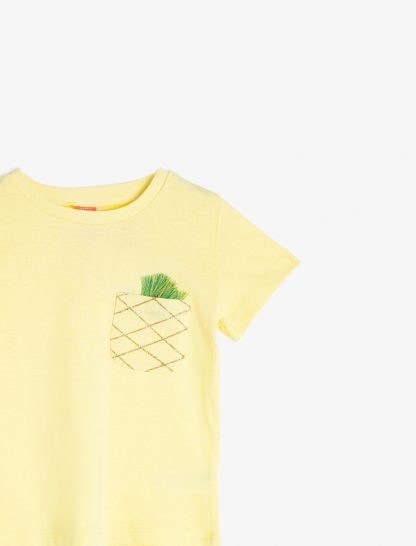 تی شرت نخی نوزادی دخترانه زرد