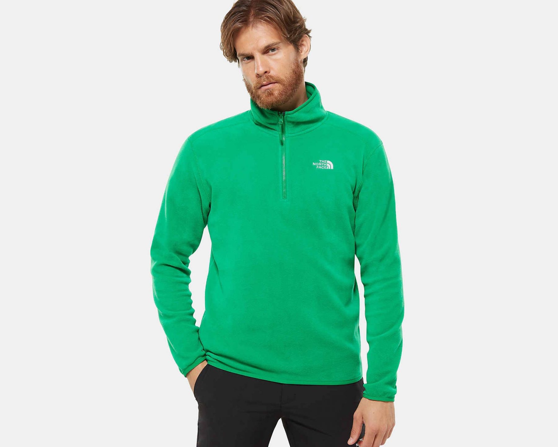 سویشرت کوهنوردی زیپ دار سبز مردانه