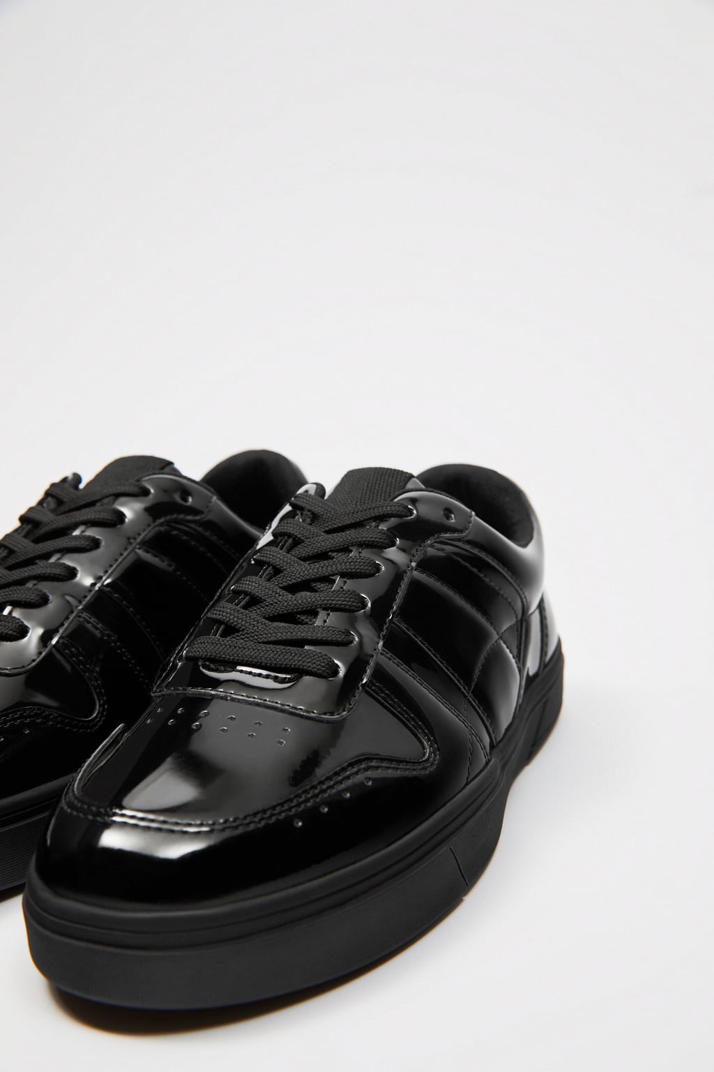 zara black shiny sneakers