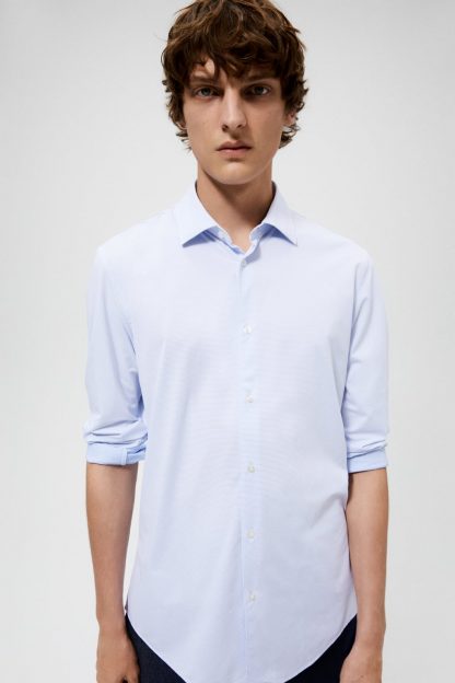 پیراهن رسمی مردانه آبی کم رنگ زارا zara