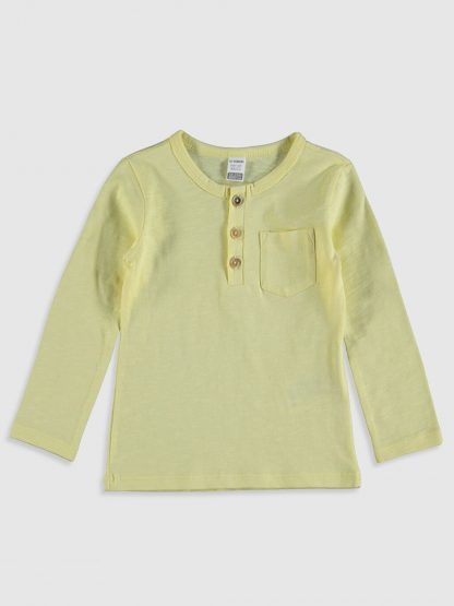 تی شرت آستین بلند نوزادی پسر زرد السی وایکیکی lcwaikiki