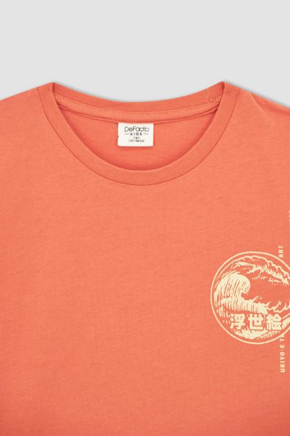 تی شرت آستین بلند پسرانه نارنجی دفاکتو defacto