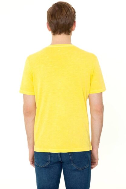 تی شرت یقه هفت مردانه زرد یو اس پولو