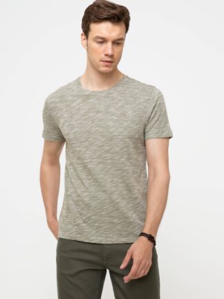 تی شرت یقه گرد مردانه خاکی کاشارل