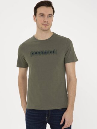تی شرت یقه گرد مردانه خاکی کاشارل