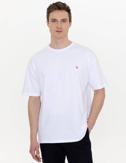 تی شرت یقه گرد مردانه سفید کاشارل