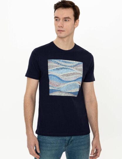 تی شرت یقه گرد مردانه نیلی کاشارل