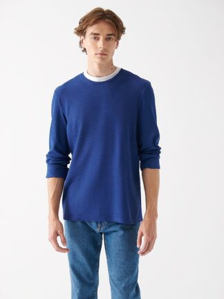 تی شرت یقه گرد آستین بلند مردانه آبی mavi