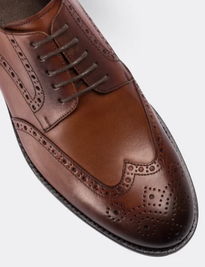 کفش رسمی بروژ مردانه قهوه ای