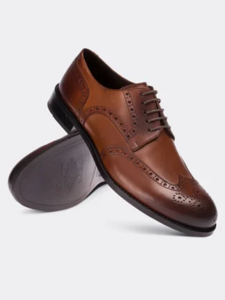 کفش رسمی بروژ مردانه قهوه ای