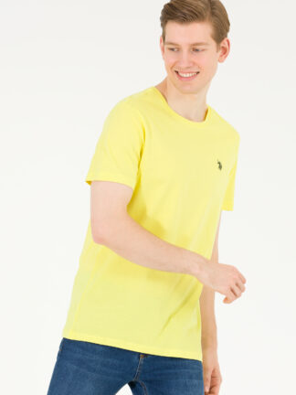 تی شرت مردانه آستین کوتاه یقه گرد معمولی زرد یو اس پولو