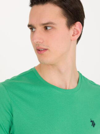 تی شرت مردانه آستین کوتاه یقه گرد معمولی سبز یو اس پولو