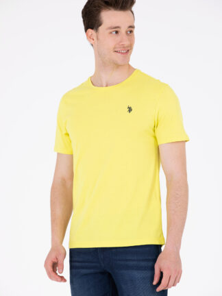 تی شرت مردانه آستین کوتاه یقه گرد معمولی زرد یو اس پولو