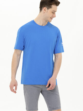 تی شرت مردانه اورسایز آستین کوتاه یقه گرد آبی تیره یو اس پولو