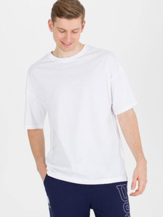 تی شرت مردانه آستین کوتاه یقه گرد طرحدار راحت سفید یو اس پولو