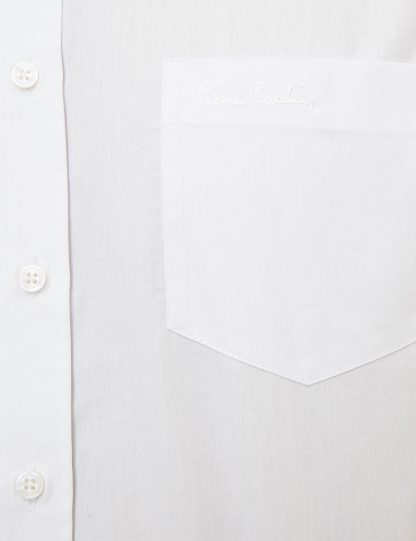 پیراهن آستین بلند مردانه یقه کلاسیک ساده جیبدار سفید پیرکاردین