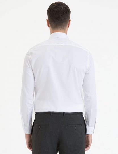 پیراهن آستین بلند مردانه یقه کلاسیک ساده سفید پیرکاردین