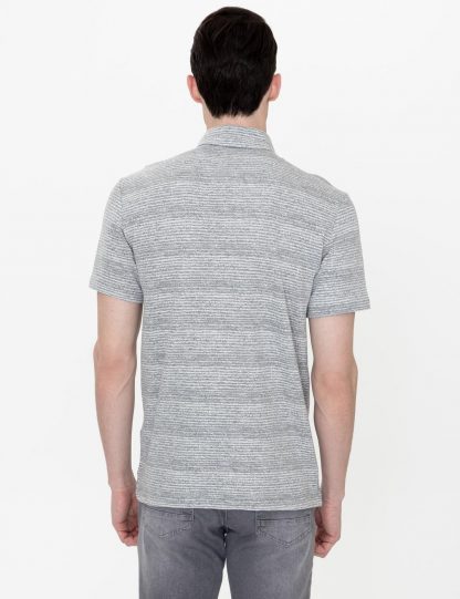تی شرت مردانه آستین کوتاه یقه پولو مدل جذب خاکستری ملانژ پیرکاردین