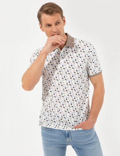 تی شرت مردانه آستین کوتاه یقه پولو طرحدار مدل جذب سرمه ای پیرکاردین