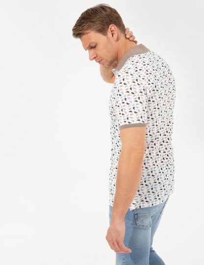 تی شرت مردانه آستین کوتاه یقه پولو طرحدار مدل جذب سرمه ای پیرکاردین