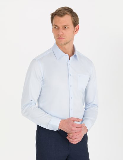 پیراهن آستین بلند مردانه معمولی آبی روشن پیرکاردین
