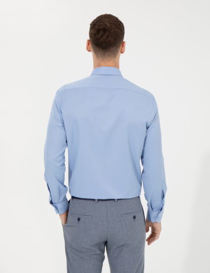 پیراهن آستین بلند مردانه جذب آبی پیرکاردین