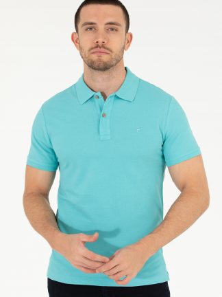 تی شرت مردانه یقه پولو مدل جذب آبی پیرکاردین