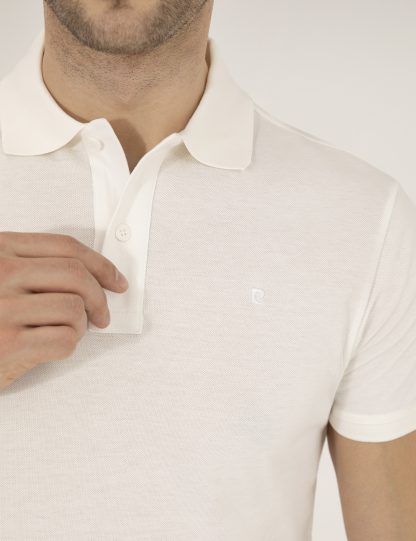 تی شرت مردانه یقه پولو مدل جذب سفید پیرکاردین