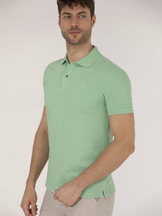 تی شرت مردانه یقه پولو مدل جذب سبز روشن پیرکاردین