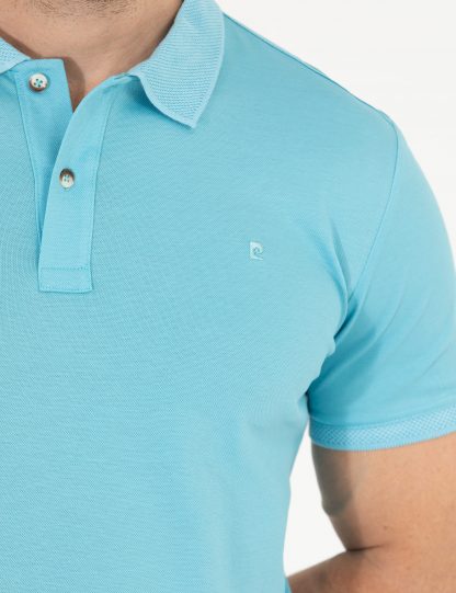 تی شرت مردانه آستین کوتاه یقه پولو ساده مدل جذب آبی روشن پیرکاردین