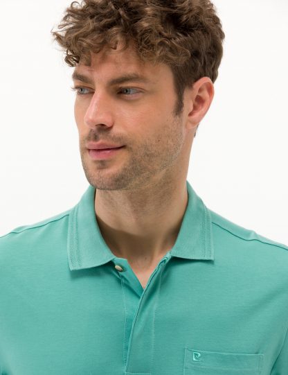 تی شرت مردانه آستین کوتاه یقه پولو ساده سبز پیرکاردین