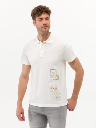 تی شرت مردانه یقه پولو مدل جذب بژ پیرکاردین