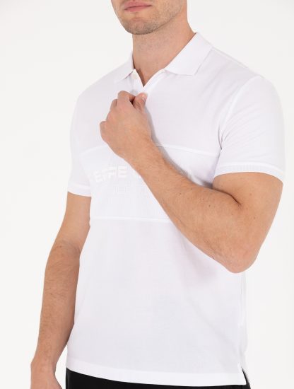 تی شرت مردانه آستین کوتاه یقه پولو طرحدار مدل جذب سفید پیرکاردین
