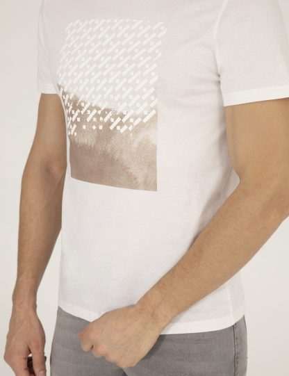تی شرت مردانه یقه گرد مدل جذب بژ پیرکاردین