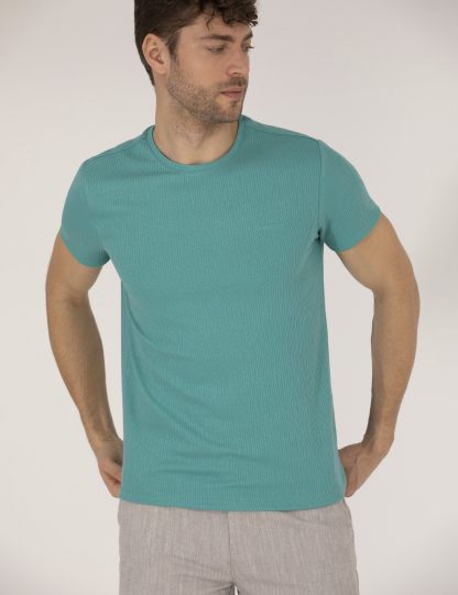 تی شرت مردانه یقه گرد مدل جذب سبز پیرکاردین