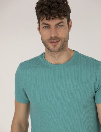 تی شرت مردانه یقه گرد مدل جذب سبز پیرکاردین