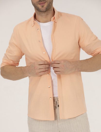 پیراهن آستین بلند مردانه جذب نارنجی پیرکاردین