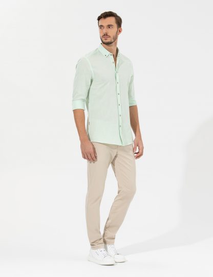 پیراهن آستین بلند مردانه جذب سبز پیرکاردین
