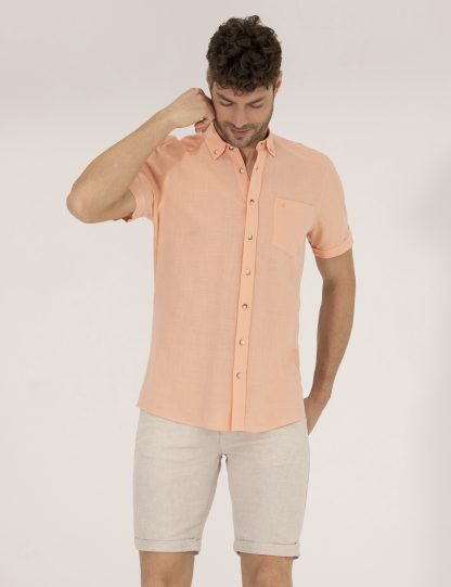 پیراهن آستین کوتاه مردانه معمولی نارنجی پیرکاردین