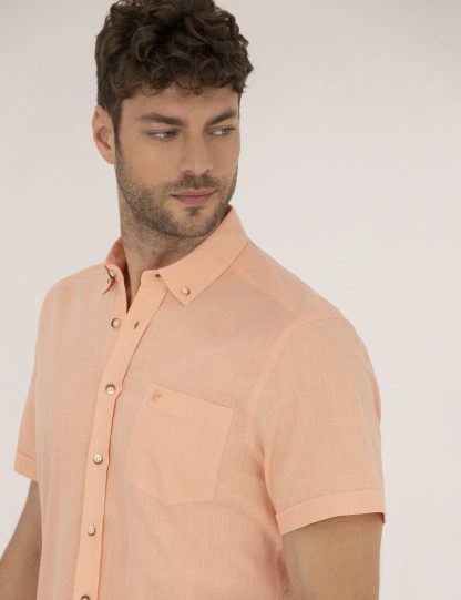پیراهن آستین کوتاه مردانه معمولی نارنجی پیرکاردین