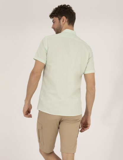 پیراهن آستین کوتاه مردانه معمولی سبز پیرکاردین